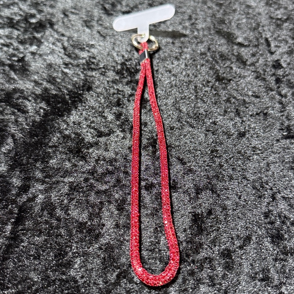 Rhinestone Phone Lanyard Keychain Bag Charm Red